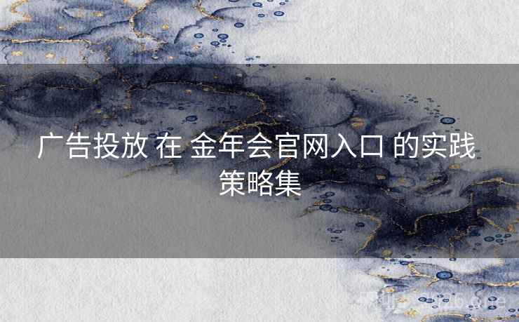 广告投放 在 金年会官网入口 的实践 策略集