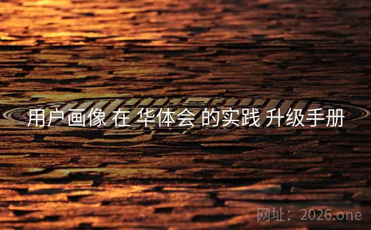 用户画像 在 华体会 的实践 升级手册